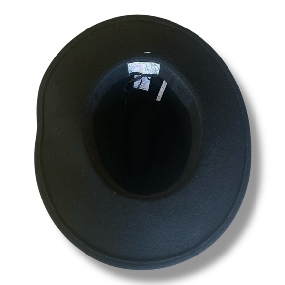 FREE PEOPLE Elegant Black Wool Wide-Brim Fedora Hat One Size Dark Lolita NWOT main image 11
